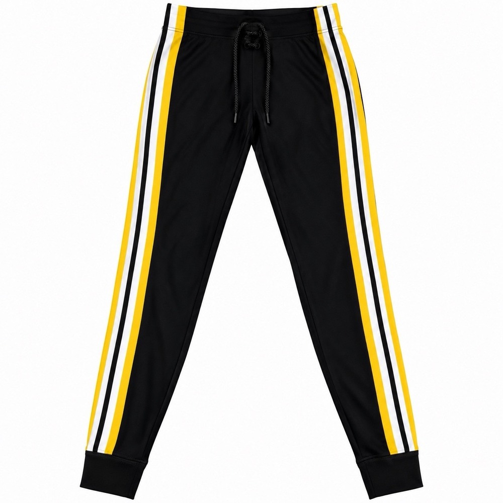 Victoria's Secret PINK Women's Black Yellow White Stripe Lace Up Jogger Pants S